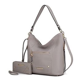 Mia K Collection Vegan Leather Jordina Bag Light Gray (EE60 B6)