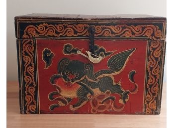 19th - 20th Century Tibetan Painted Trunk (P-202)