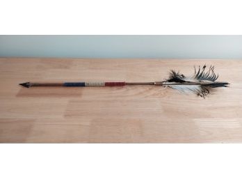Native American Wooden Arrow With Feathers (P-206)