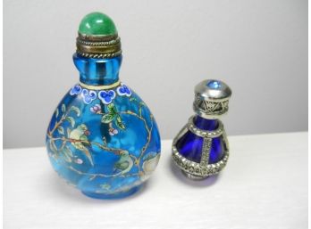 Vintage 2 Blue Glass Snuff/perfume Bottles   (DP56)
