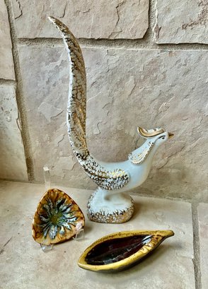 MCM Bird, Vintage Ashtray And Ceramic Dish
