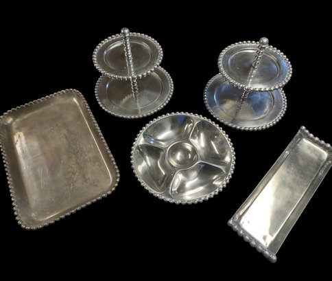 Catering/ Party Lot Of Silvertone Food Display Serving Dishes