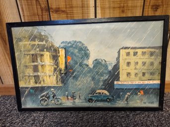 Vintage Signed Painting  Mid-Century Saigon