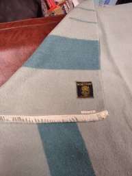 Whitney Point Blue Stripe Vintage Wool Blanket