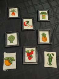Embroidered Vintage Vegetable Framed Lot