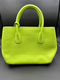 Vintage Dior Lime Green Pebble Leather Tote Bag