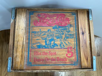 Vintage Pepsi Cola Pine Crate, 'Hits The Spot On The Beach.'