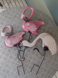 Double Sided Metal Flamingoes For Your Yard