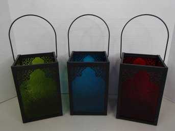 Glass And Metal Tealight Lanterns