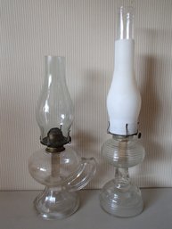 Antique Oil Lamp Lot Of Two