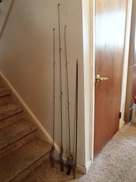 Antique Metal Fishing Poles Includes Vintage Hurd Super Caster