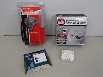 New Unopened Smoke Alarm, Bluetooth Headset, Ink, Apple Ear Buds