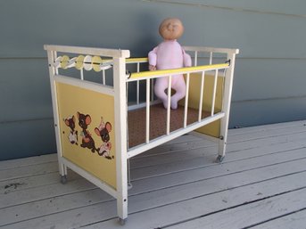 Vintage Crib And Baby Doll