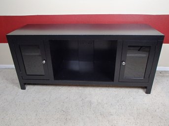 Black Console With Glass Doors