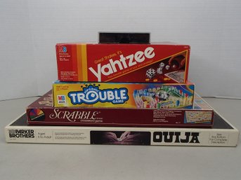 Yahtzee, Trouble, Scrabble, Ouija And New Columbine Playing Cards