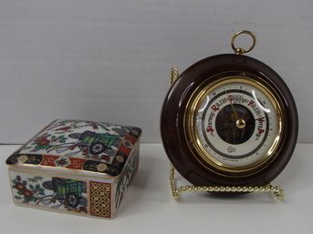 Barometer And Imari Trinket Dish