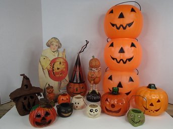 Halloween Decorations Including A Vintage Jack-o-lantern