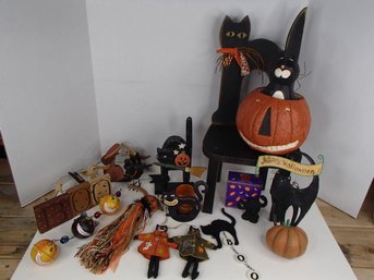 Fun Halloween Decorations Including Cat In Pumpkin By Jack-o-lantern Junction