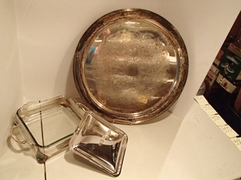 Wallace Silver Plate Platter / Silverplate Covered Serving Dish