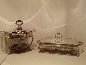 Silverplate Chafing Dish And Covered Serving Dish