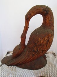 Wood Sculpture Of Mom And Baby