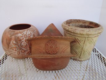 Three Terra Cotta Planters