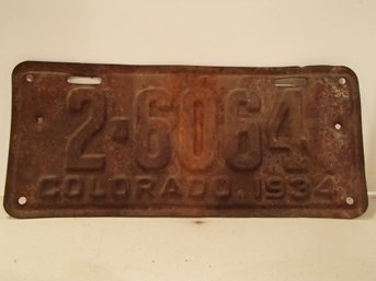 1934 Colorado License Plate