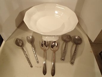 Serving Compote Dish And Three Spoon And Fork Sets