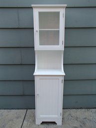 Small White Storage Cabinet With Glass Door