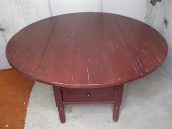 Attic Heirlooms Distressed Oak Table With Through Drawer By Broyhill