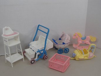 Barbie Heart Family Stroller, Carriage, High Chair, Rocking Horse Mattel My Little Pony Play Pin