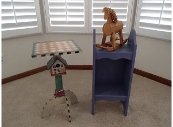 Rocking Horse Table/shelf Lot Of Three