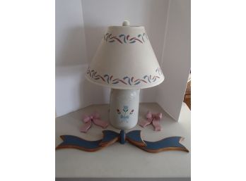 Table Lamp And  Wood Bows