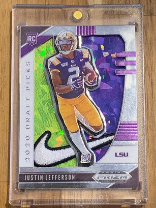 1/1!!!  ONE OF ONE JUSTIN JEFFERSON CRACKED ICE NIKE SWOOSH CUSTUM MADE ROOKIE CARD