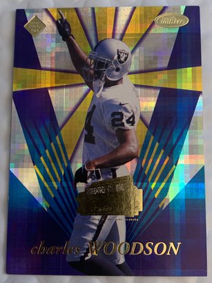 RARE CHARLES WOODSON 1998 EDGE MASTERS ROOKIE RC SUPER BOWL STAMP PREVIEW PROMO