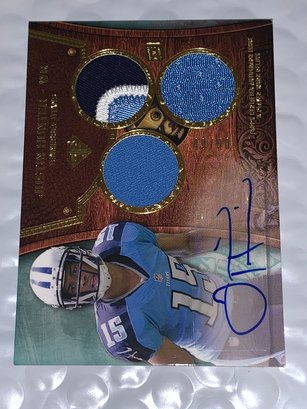 49/50!!  2013 TOPPS JUSTIN HUNTER TRIPLE PATCH RPA ROOKIE PATCH AUTOGRAPHED RC
