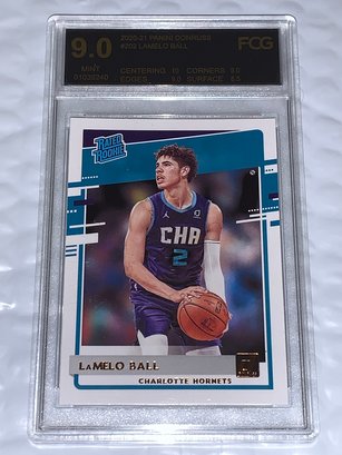 2020-21 PANINI DONRUSS LAMELO BALL RATED ROOKIE GRADED MINT 9 ROOKIE CARD