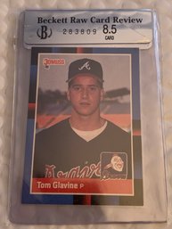 1988 DONRUSS TOM GLAVINE ROOKIE CARD BECKETT RAW REVIEW 8.5