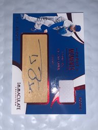 37/49!!  2020 PANINI IMMACULATE COLLECTION TJ ZEUCH DEBUT MOMENTS GAME USED & AUTOGRAPHED BAT & JERSEY ROOKIE