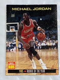 1985 ROOKIE OF THE YEAR !!  MICHAEL JORDAN ROOKIE CARD!!  SPORTS ILLUSTRATED