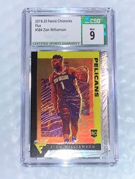 2019-20 PANINI CHRONICLES FLUX ZION WILLIAMSON ROOKIE CARD GRADED CSG MINT 9