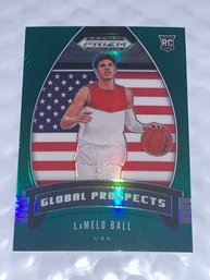 2020 PANINI PRIZM LAMELO BALL ROOKIE CARD GLOBAL PROSPECTS GREEN PRIZM RC