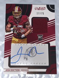 17/75!!  2016 PANINI CLEAR VISION JOSH DOCTSON RPA ROOKIE AUTOGRAPHED AUTHENTIC GAME WORN JERSEY RC