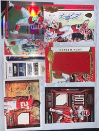 $$$  KAREEM HUNT AUTOGRAPHED PATCH PRIZM SERIAL NUMBERED ROOKIE CARD LOT