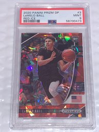 2020 PANINI PRIZM DP LAMELO BALL RED CRACKED ICE ROOKIE CARD GRADED PSA MINT 9