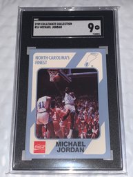 1989 COLLEGIATE COLLECTION MICHAEL JORDAN NORTH CAROLINAS FINEST ROOKIE CARD GRADED SGC MINT 9