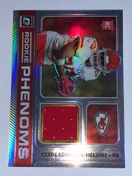 2020 PANINI DONRUSS OPTIC CLYDE EDWARDS-HELAIRE ROOKIE PHENOMS AUTHENTIC GAME WORN JERSEY ROOKIE CARD