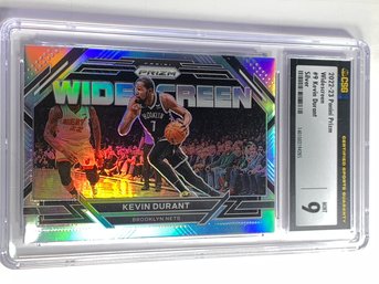 2022-23 PANINI PRIZM WIDESCREEN SP #9 KEVIN DURANT GRADED CSG MINT 9