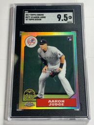 2017 TOPPS CHROME #87T-18 AARON JUDGE 87 TOPPS DESIGN ROOKIE CARD GRADED SGC MINT 9.5