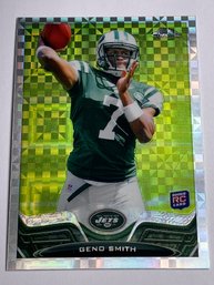 2013 TOPPS CHROME #21 GENO SMITH GREEN BLOCK ROOKIE CARD REFRACTOR